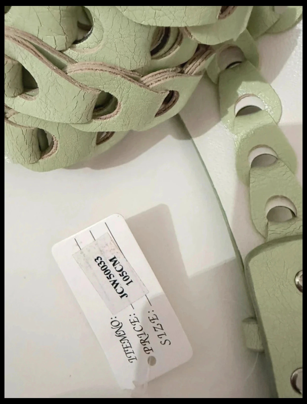 105 cm sage green elastic braided belt – Brand new with tag – photo 3